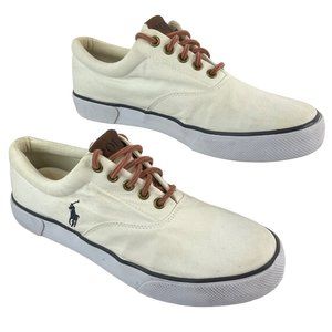 Polo Ralph Lauren Mens Shoes Size 9D Cream Forestmont II Canvas Sneakers